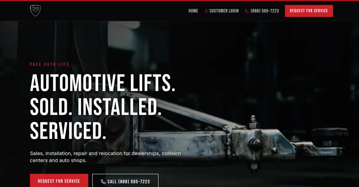 Pace Auto Lift website